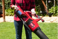 Loading the battery into a Toro 60V MAX Blower