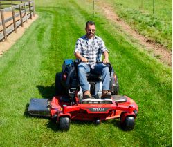 48" - 122 cm Toro Titan® with MyRIDE® Suspension System - wider deck model shown.